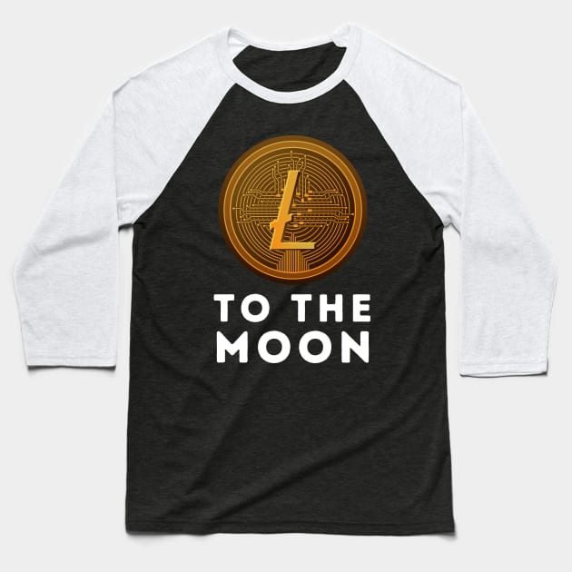 Litecoin to the Moon Baseball T-Shirt by blueduckstuff